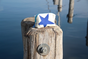Segeltuch Kosmetiktasche eckig mit blauem Stern